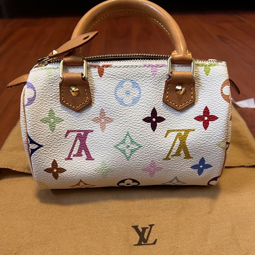 1200 LOUIS VUITTON Monogram Multicolor Mini Sac Speedy White